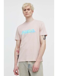 HUGO t-shirt bawełniany męski kolor różowy z nadrukiem 50515282