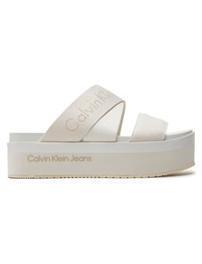 Klapki Calvin Klein Jeans Flatform Sandal Webbing In Mr YW0YW01361 Off White YBR