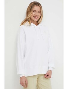 Calvin Klein Jeans bluza bawełniana damska kolor biały z kapturem z nadrukiem J20J223087