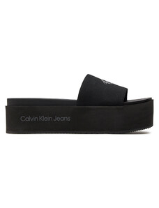 Calvin Klein Jeans Klapki Flatform Sandal Met YW0YW01036 Czarny