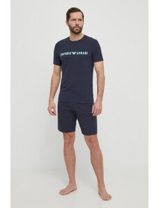 Emporio Armani Underwear piżama męska kolor granatowy z nadrukiem 111573 4R516