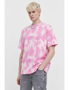 HUGO t-shirt bawełniany męski kolor różowy wzorzysty 50509986