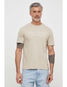 Marc O'Polo t-shirt bawełniany męski kolor beżowy z nadrukiem