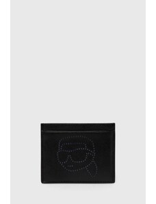 Karl Lagerfeld etui na karty skórzane kolor czarny