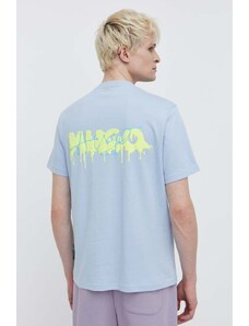 HUGO t-shirt bawełniany męski kolor niebieski z nadrukiem 50509966