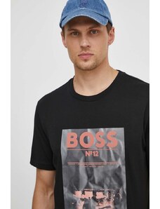 Boss Orange t-shirt bawełniany męski kolor czarny z aplikacją 50515829