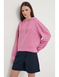 Pepe Jeans bluza Lynette damska kolor różowy z kapturem gładka