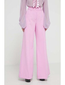 Blugirl Blumarine spodnie damskie kolor różowy szerokie high waist RA4129.T3191