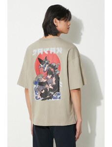 Alpha Industries t-shirt bawełniany Japan Wave Warrior męski kolor beżowy z nadrukiem 146513