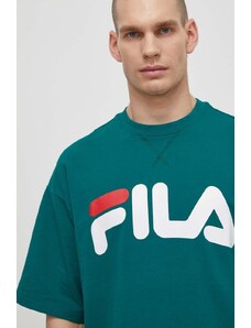 Fila t-shirt Lowell męski kolor zielony z nadrukiem FAM0655