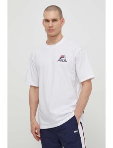Fila t-shirt bawełniany Liberec męski kolor biały z nadrukiem FAM0670