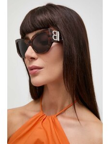 Balenciaga okulary przeciwsłoneczne damskie kolor brązowy BB0322S