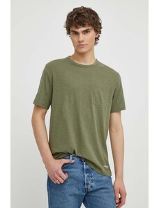 Marc O'Polo t-shirt bawełniany kolor zielony gładki
