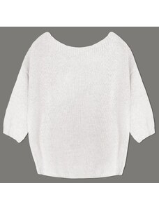 MADE IN ITALY Luźny sweter z kokardą na plecach ecru (759ART)