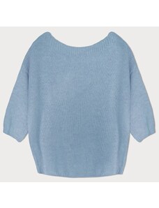 MADE IN ITALY Luźny sweter z kokardą na plecach niebieski (759ART)