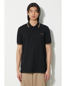 Fred Perry polo bawełniane Twin Tipped Shirt kolor czarny gładki M3600.U97