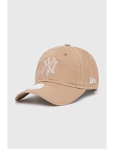 New Era czapka z daszkiem bawełniana 9Forty New York Yankees kolor beżowy z aplikacją 60434986