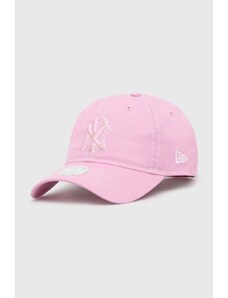 New Era czapka z daszkiem bawełniana 9Forty New York Yankees kolor różowy z aplikacją 60434987