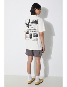 adidas Originals t-shirt bawełniany męski kolor beżowy z nadrukiem IS2902