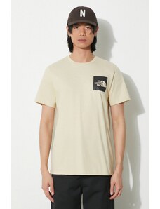 The North Face t-shirt bawełniany M S/S Fine Tee męski kolor beżowy z nadrukiem NF0A87ND3X41