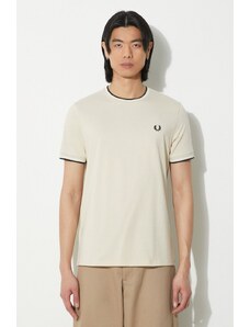 Fred Perry t-shirt bawełniany Twin Tipped T-Shirt męski kolor beżowy gładki M1588.U87