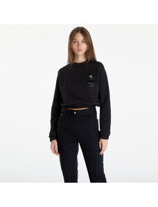 Damska bluza z kapturem Calvin Klein Jeans Satin Boxes Crewneck Sweatshirt Black
