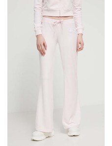 Juicy Couture spodnie dresowe welurowe kolor różowy z aplikacją