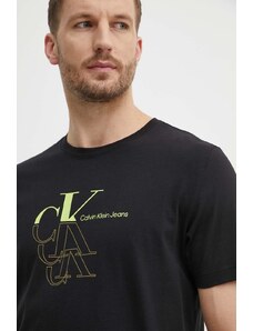 Calvin Klein Jeans t-shirt bawełniany męski kolor czarny z nadrukiem