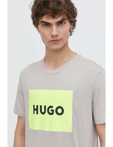HUGO t-shirt bawełniany męski kolor szary z nadrukiem 50467952