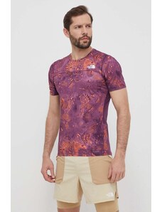 The North Face t-shirt sportowy Sunriser kolor fioletowy wzorzysty NF0A84KNSI41
