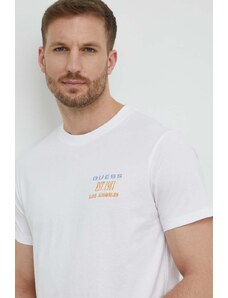 Guess t-shirt bawełniany męski kolor biały z aplikacją M4GI30 I3Z14