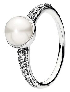 Pandora Srebrny pierścionek z perłą i cyrkoniami