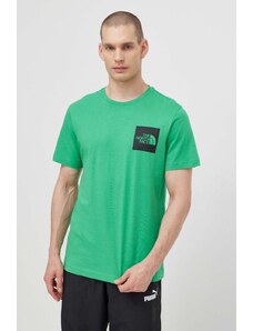 The North Face t-shirt bawełniany M S/S Fine Tee męski kolor zielony z nadrukiem NF0A87NDPO81