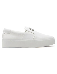 Sneakersy Calvin Klein Flatform Cup Slip On Re Lock Lth HW0HW02057 White YBR
