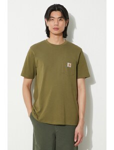 Carhartt WIP t-shirt bawełniany S/S Pocket T-Shirt męski kolor zielony z aplikacją I030434.1YSXX