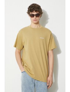 Carhartt WIP t-shirt bawełniany S/S Script Embroidery T-Shirt męski kolor beżowy gładki I030435.22WXX