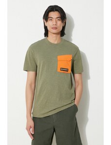 Napapijri t-shirt bawełniany S-Tepees męski kolor zielony z aplikacją NP0A4HQJGAE1