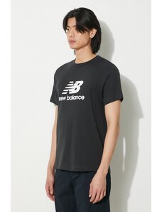 New Balance t-shirt bawełniany Sport Essentials męski kolor czarny z nadrukiem MT41502BK
