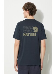 Fjallraven t-shirt Walk With Nature T-shirt M męski kolor granatowy wzorzysty F12600216.555
