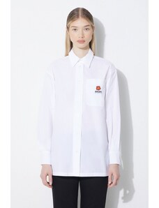 Kenzo koszula bawełniana Boke Flower Oversize Shirt damska kolor biały relaxed z kołnierzykiem klasycznym FD52CH0919LH.01