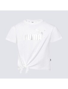 Puma T-Shirt Ess + Logo Knotted Tee Dziecięce Ubrania Koszulki 84695602 Biały