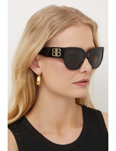 Balenciaga okulary przeciwsłoneczne damskie kolor czarny BB0323SK