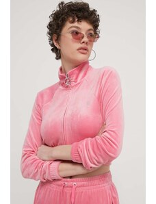 Juicy Couture bluza welurowa kolor różowy z aplikacją