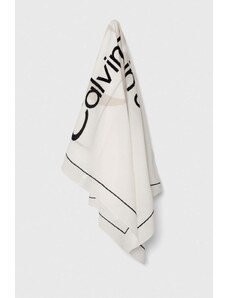 Calvin Klein Jeans chusta bawełniana kolor biały z nadrukiem