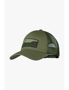 Buff czapka z daszkiem Explore kolor zielony z aplikacją 133561