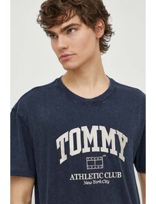 Tommy Jeans t-shirt bawełniany męski kolor granatowy z aplikacją DM0DM18557