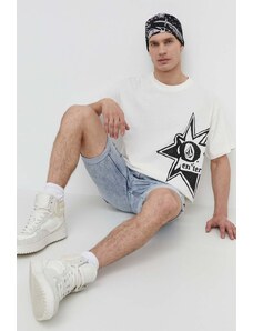 Volcom t-shirt bawełniany męski kolor beżowy z nadrukiem