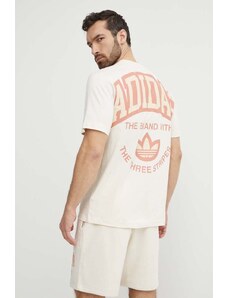 adidas Originals t-shirt bawełniany męski kolor beżowy wzorzysty IS0186