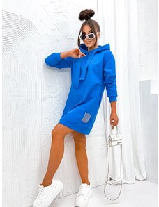 MOON Dresowa sukienka z kapturem niebieska (725)
