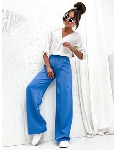 MOON Eleganckie spodnie damskie niebieskie (8247)